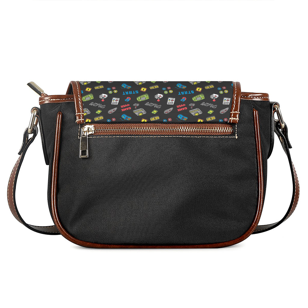 Video Game Gadgets Pattern Print Saddle Bag