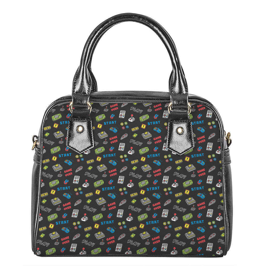 Video Game Gadgets Pattern Print Shoulder Handbag