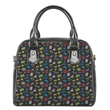 Video Game Gadgets Pattern Print Shoulder Handbag