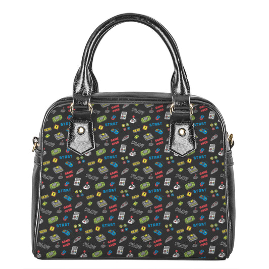 Video Game Gadgets Pattern Print Shoulder Handbag