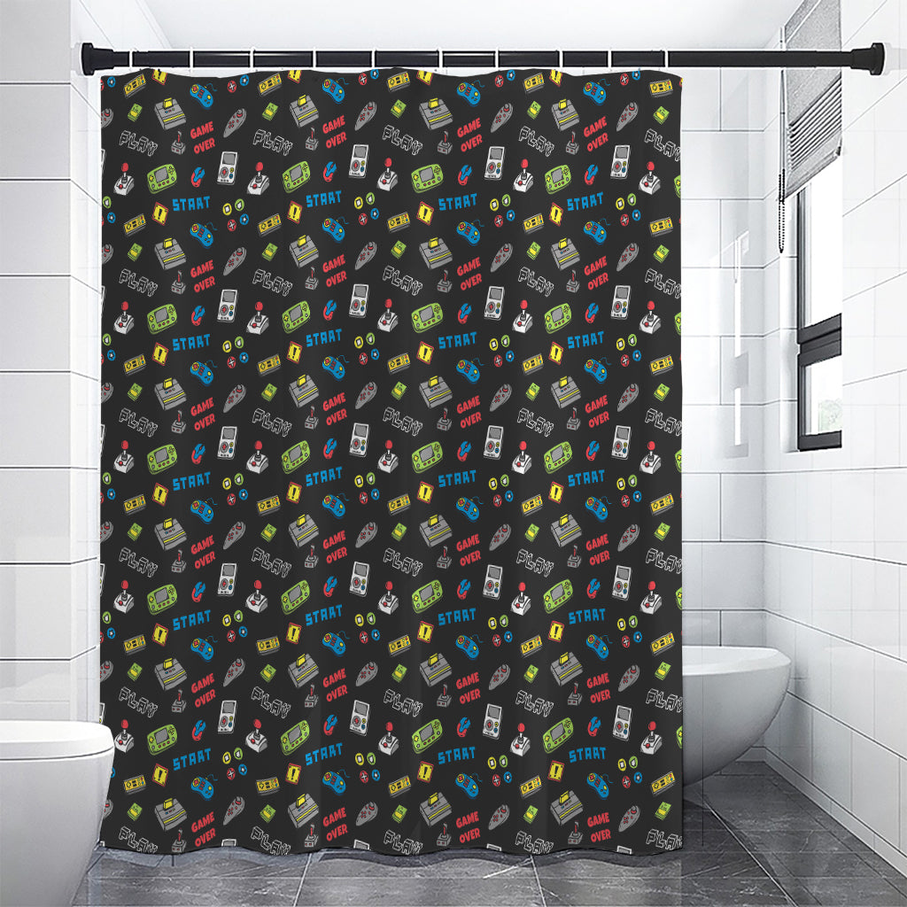 Video Game Gadgets Pattern Print Shower Curtain