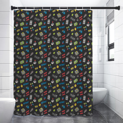 Video Game Gadgets Pattern Print Shower Curtain