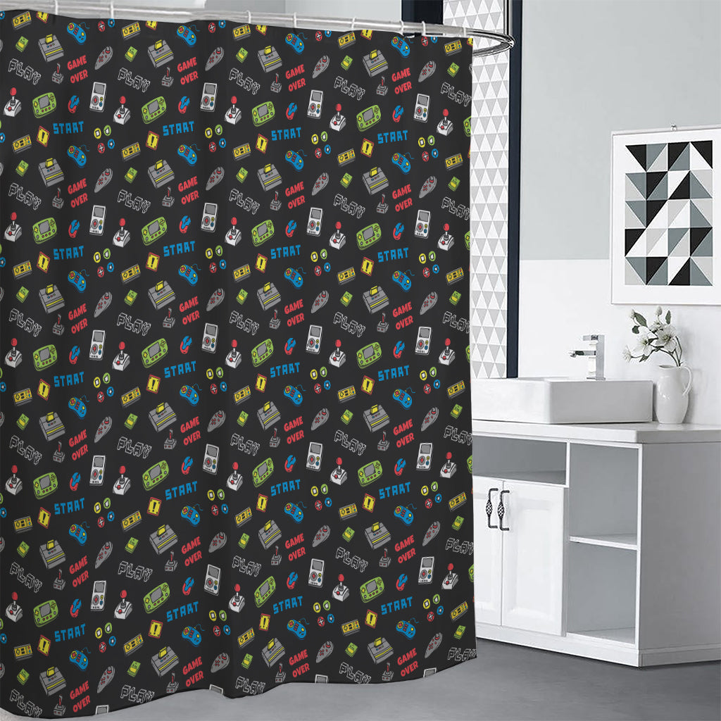 Video Game Gadgets Pattern Print Shower Curtain