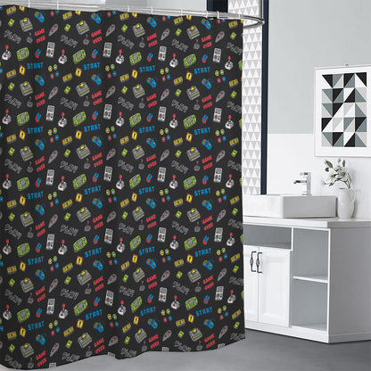 Video Game Gadgets Pattern Print Shower Curtain