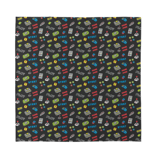 Video Game Gadgets Pattern Print Silk Bandana