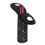 Video Game Gadgets Pattern Print Single Neoprene Wine Tote