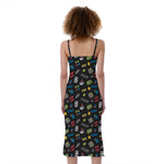 Video Game Gadgets Pattern Print Slim Fit Midi Cami Dress