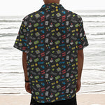 Video Game Gadgets Pattern Print Textured Short Sleeve Shirt