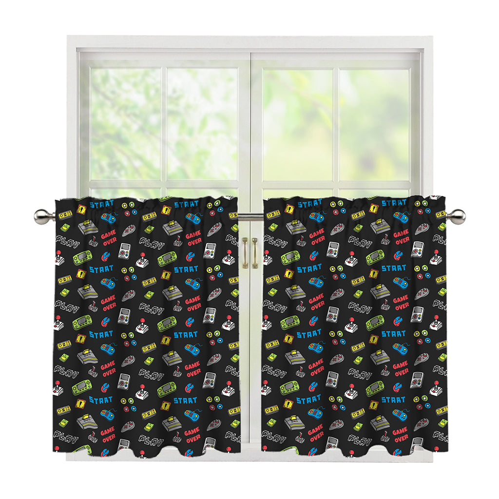 Video Game Gadgets Pattern Print Tier Curtains