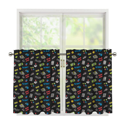 Video Game Gadgets Pattern Print Tier Curtains
