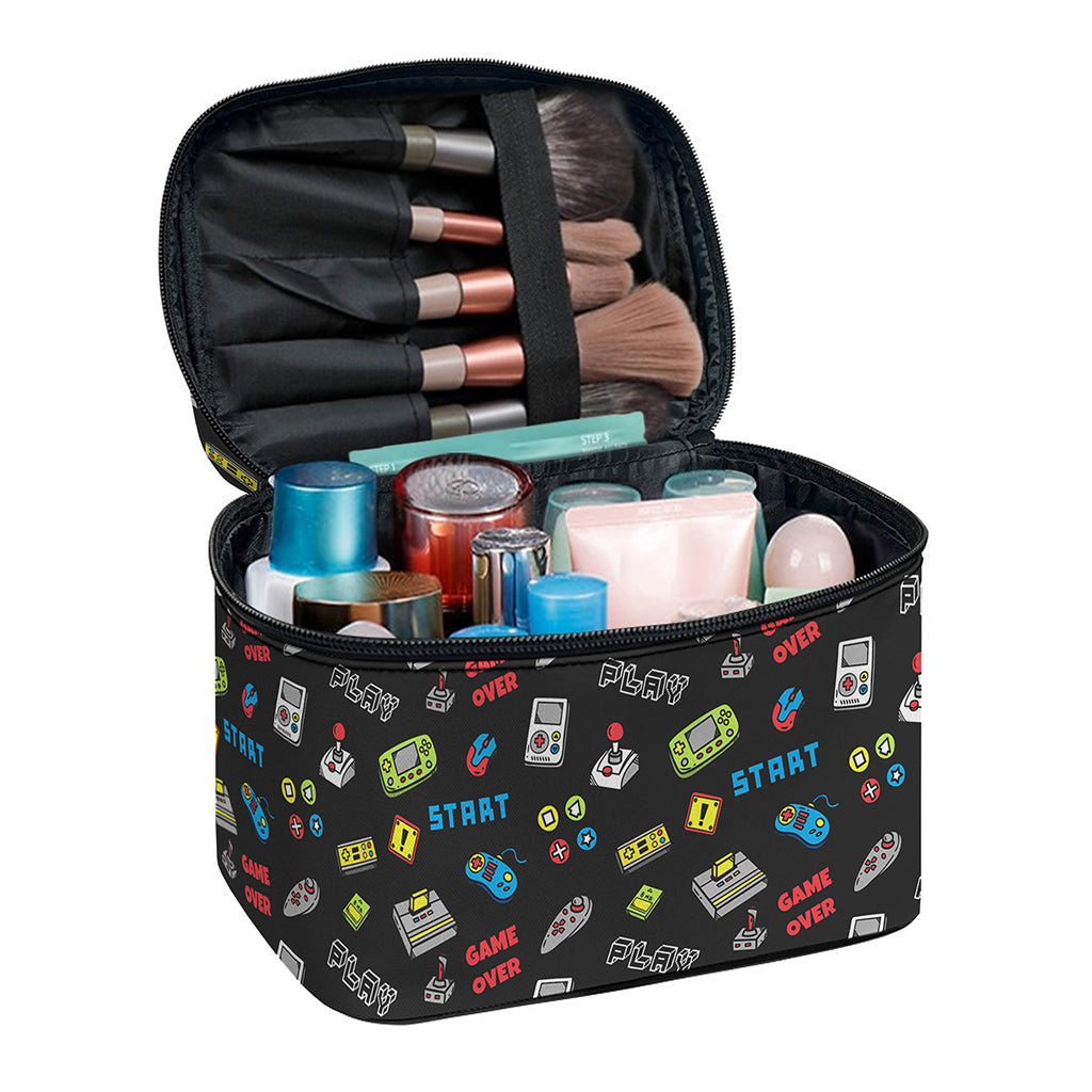 Video Game Gadgets Pattern Print Travel Makeup Bag