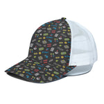 Video Game Gadgets Pattern Print White Mesh Trucker Cap