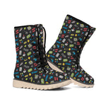 Video Game Gadgets Pattern Print Winter Boots