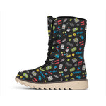 Video Game Gadgets Pattern Print Winter Boots