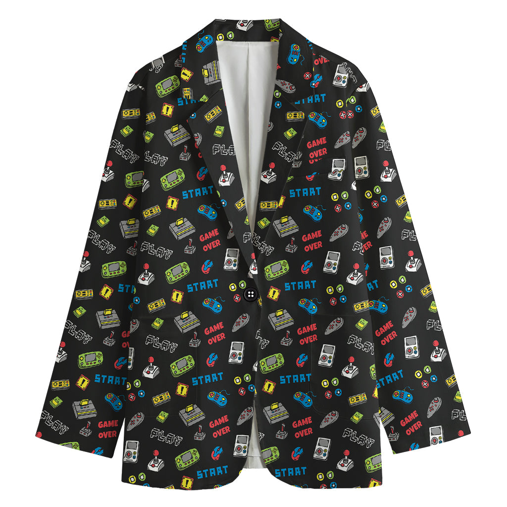 Video Game Gadgets Pattern Print Women's Blazer