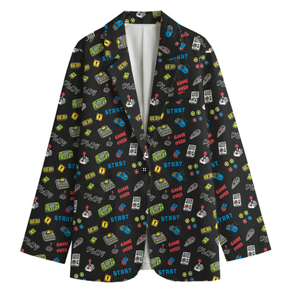 Video Game Gadgets Pattern Print Women's Blazer