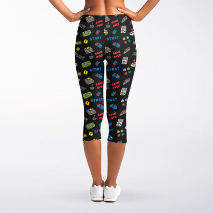 Video Game Gadgets Pattern Print Women's Capri Leggings