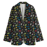 Video Game Gadgets Pattern Print Women's Cotton Blazer