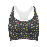 Video Game Gadgets Pattern Print Women's Sports Bra