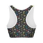 Video Game Gadgets Pattern Print Women's Sports Bra