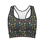 Video Game Gadgets Pattern Print Women's Sports Bra