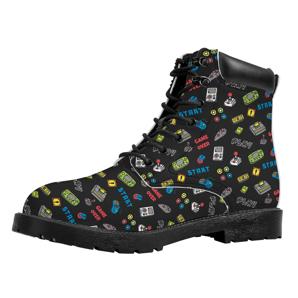 Video Game Gadgets Pattern Print Work Boots
