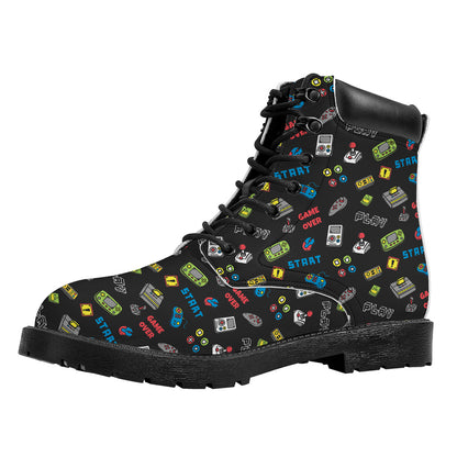 Video Game Gadgets Pattern Print Work Boots