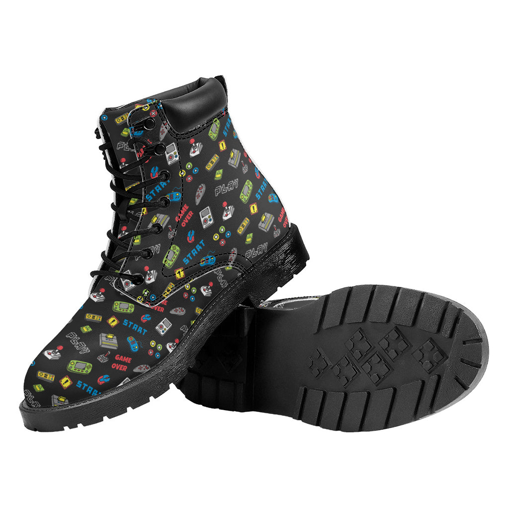 Video Game Gadgets Pattern Print Work Boots