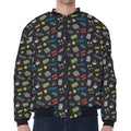 Video Game Gadgets Pattern Print Zip Sleeve Bomber Jacket
