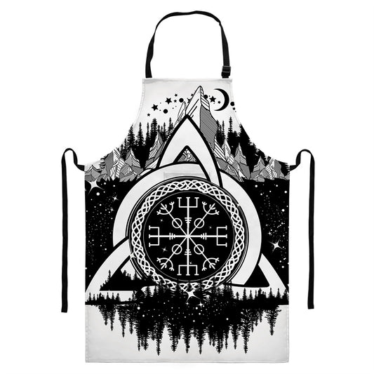 Viking Celtic Trinity Knot Print Bib Apron With Pocket