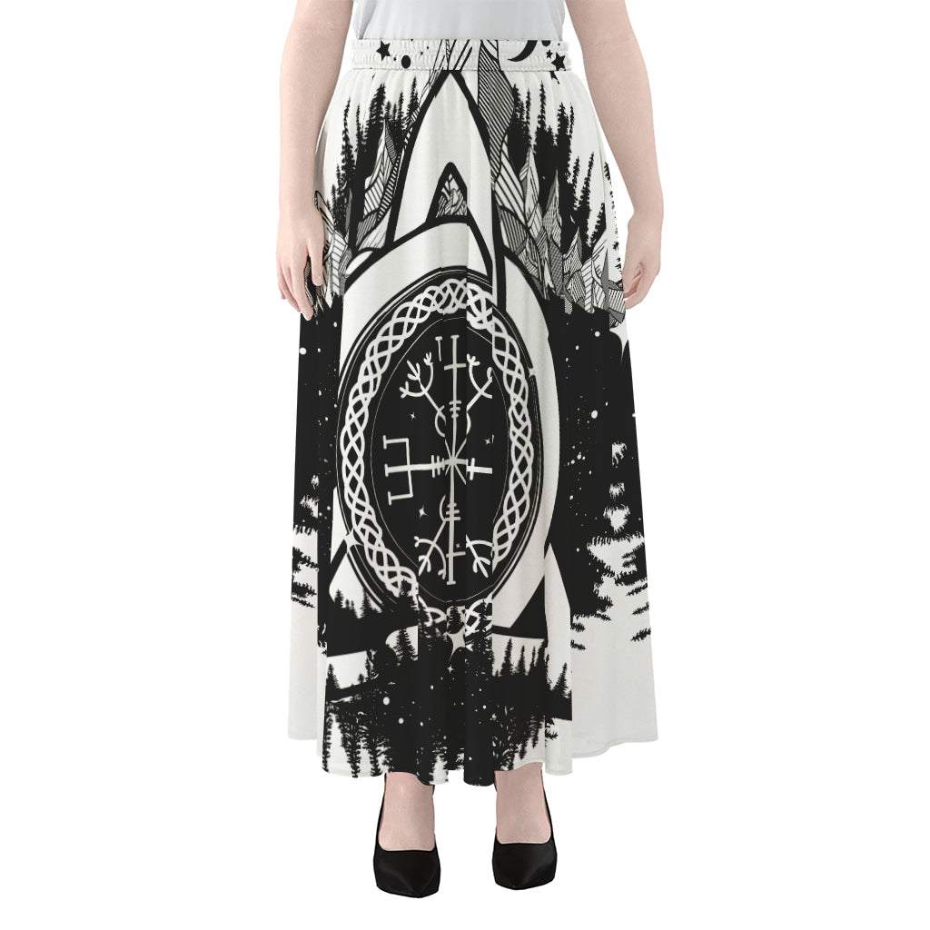 Viking Celtic Trinity Knot Print Chiffon Maxi Skirt