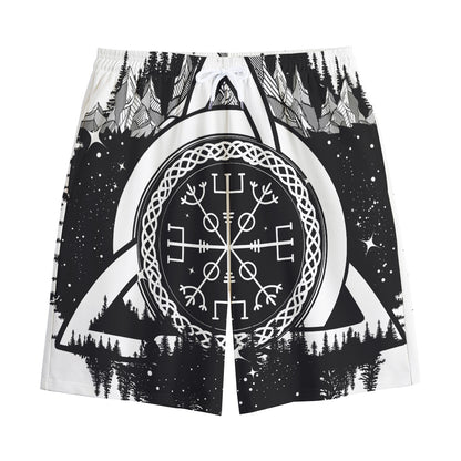 Viking Celtic Trinity Knot Print Cotton Shorts