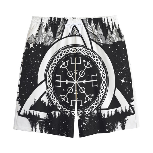 Viking Celtic Trinity Knot Print Cotton Shorts