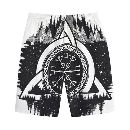 Viking Celtic Trinity Knot Print Cotton Shorts