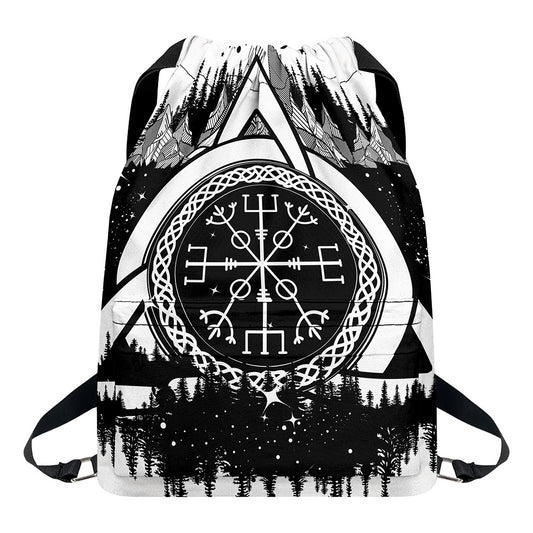 Viking Celtic Trinity Knot Print Drawstring Backpack