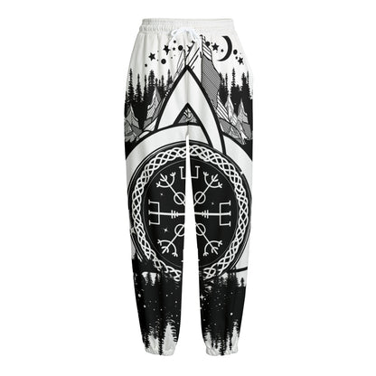 Viking Celtic Trinity Knot Print Fleece Lined Knit Pants