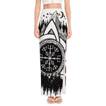 Viking Celtic Trinity Knot Print High Slit Maxi Skirt