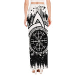 Viking Celtic Trinity Knot Print High Slit Maxi Skirt