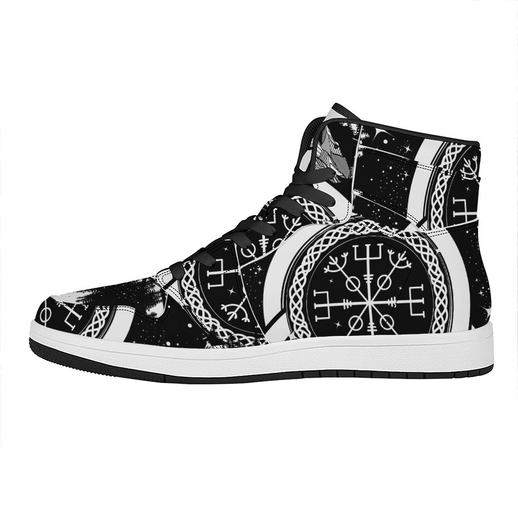 Viking Celtic Trinity Knot Print High Top Leather Sneakers