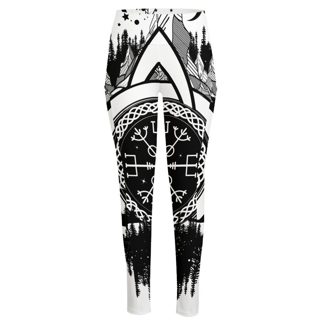 Viking Celtic Trinity Knot Print High-Waisted Pocket Leggings