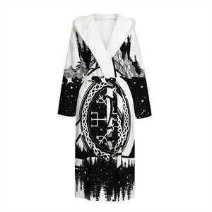 Viking Celtic Trinity Knot Print Hooded Bathrobe