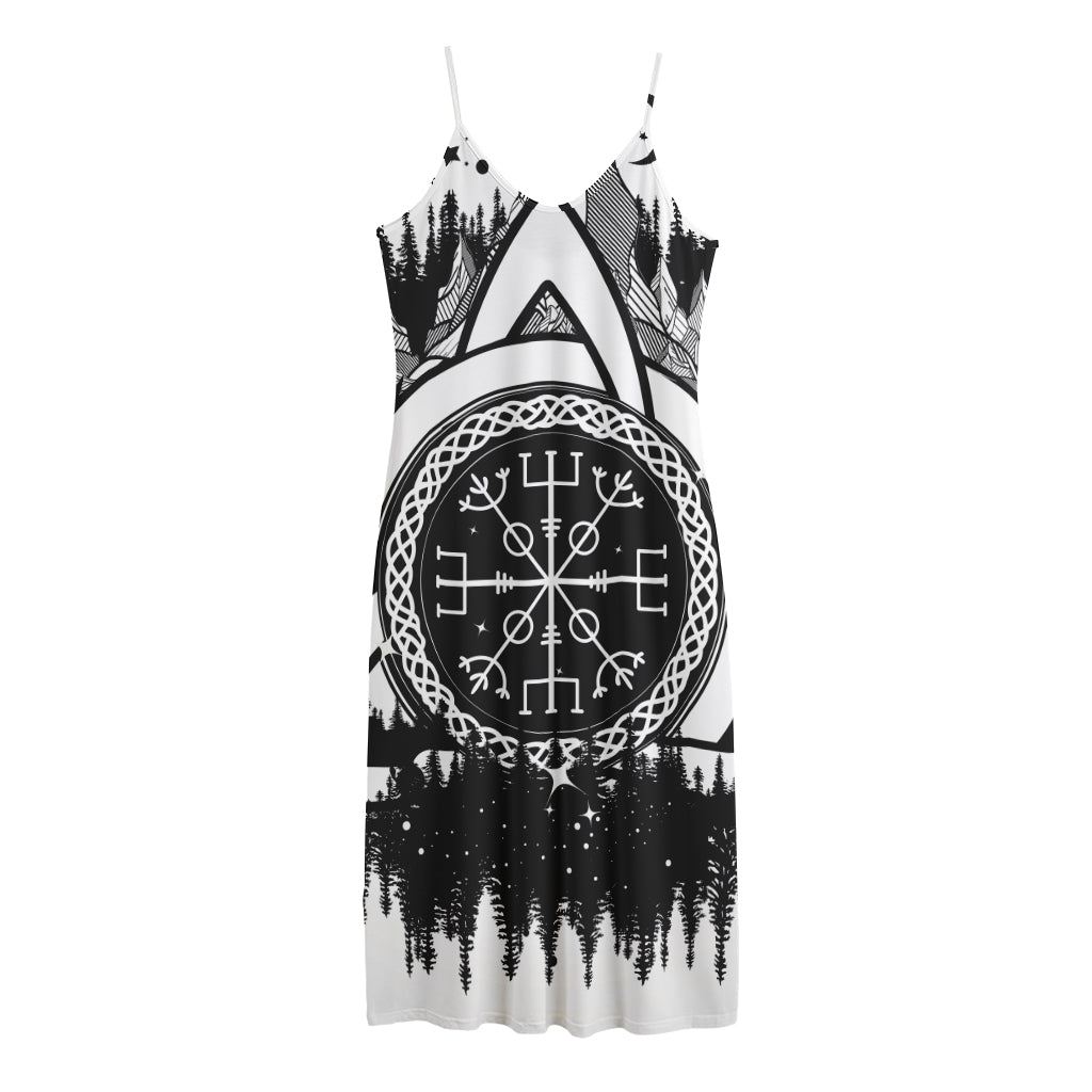 Viking Celtic Trinity Knot Print Jersey Midi Cami Dress