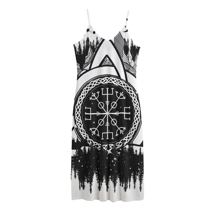 Viking Celtic Trinity Knot Print Jersey Midi Cami Dress