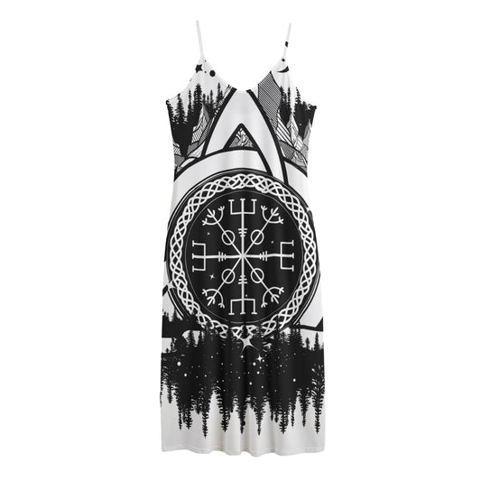 Viking Celtic Trinity Knot Print Jersey Midi Cami Dress