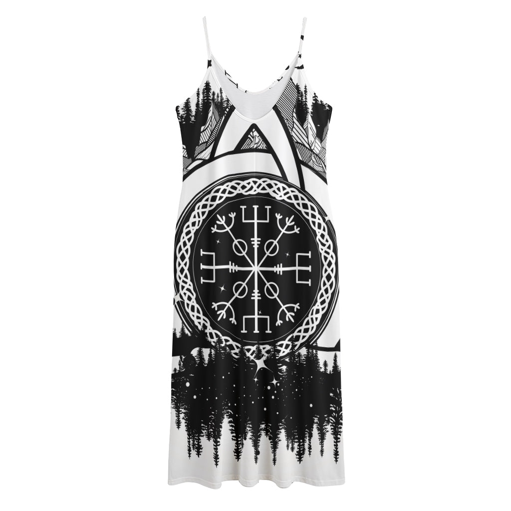 Viking Celtic Trinity Knot Print Jersey Midi Cami Dress