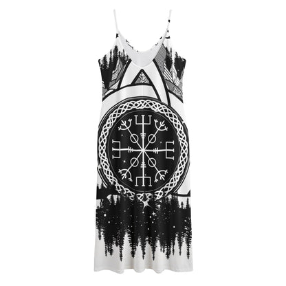 Viking Celtic Trinity Knot Print Jersey Midi Cami Dress