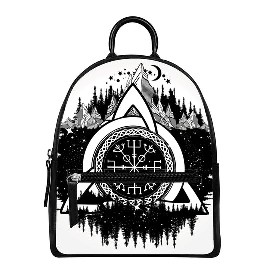 Viking Celtic Trinity Knot Print Leather Backpack