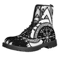 Viking Celtic Trinity Knot Print Lace-Up Boots