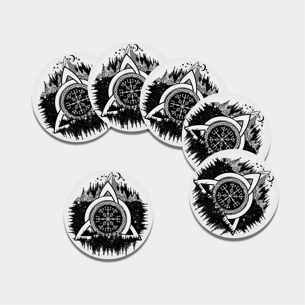 Viking Celtic Trinity Knot Print Leather Coaster Set