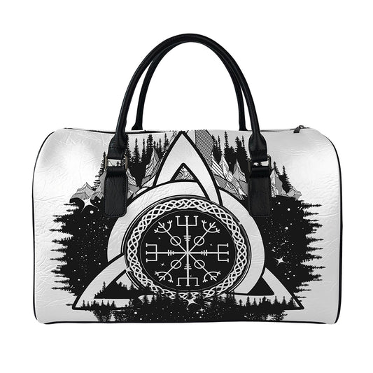 Viking Celtic Trinity Knot Print Leather Duffle Bag